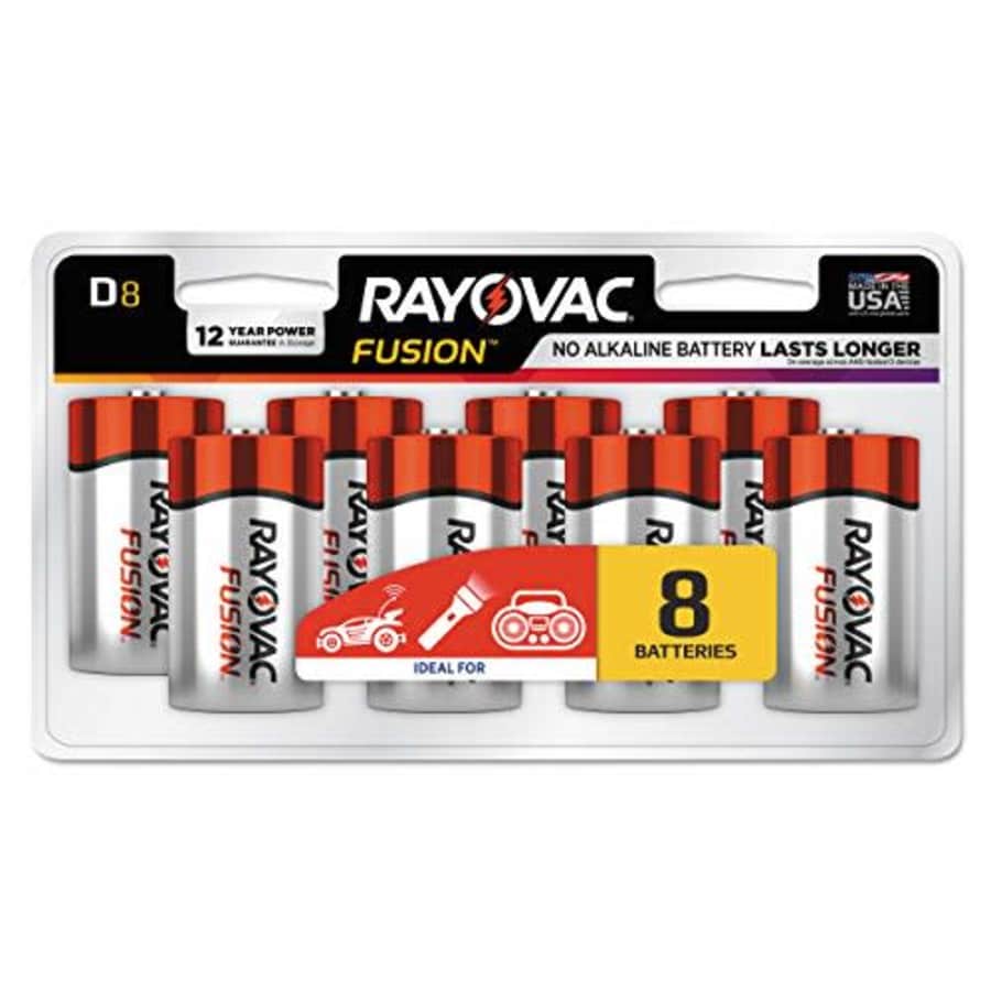Rayovac Fusion Advanced Alkaline Batteries, D, 8/pack for $30