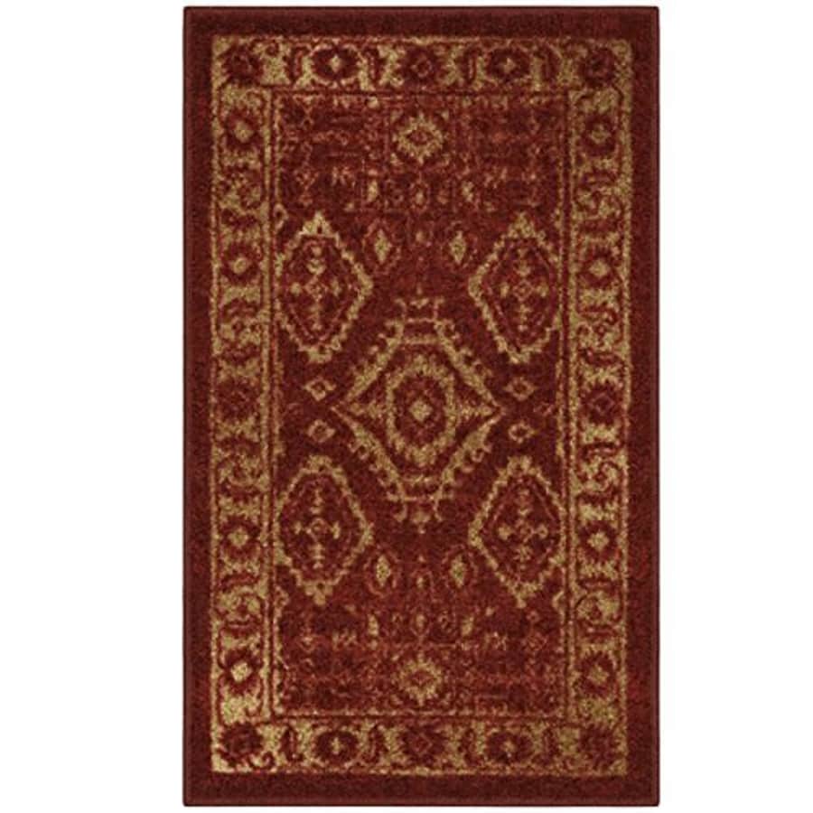 Maples Rugs Georgina Traditional Kitchen Non Skid Accent Area Rug [Made in USA], Red/Gold, 1'8 x for $16
