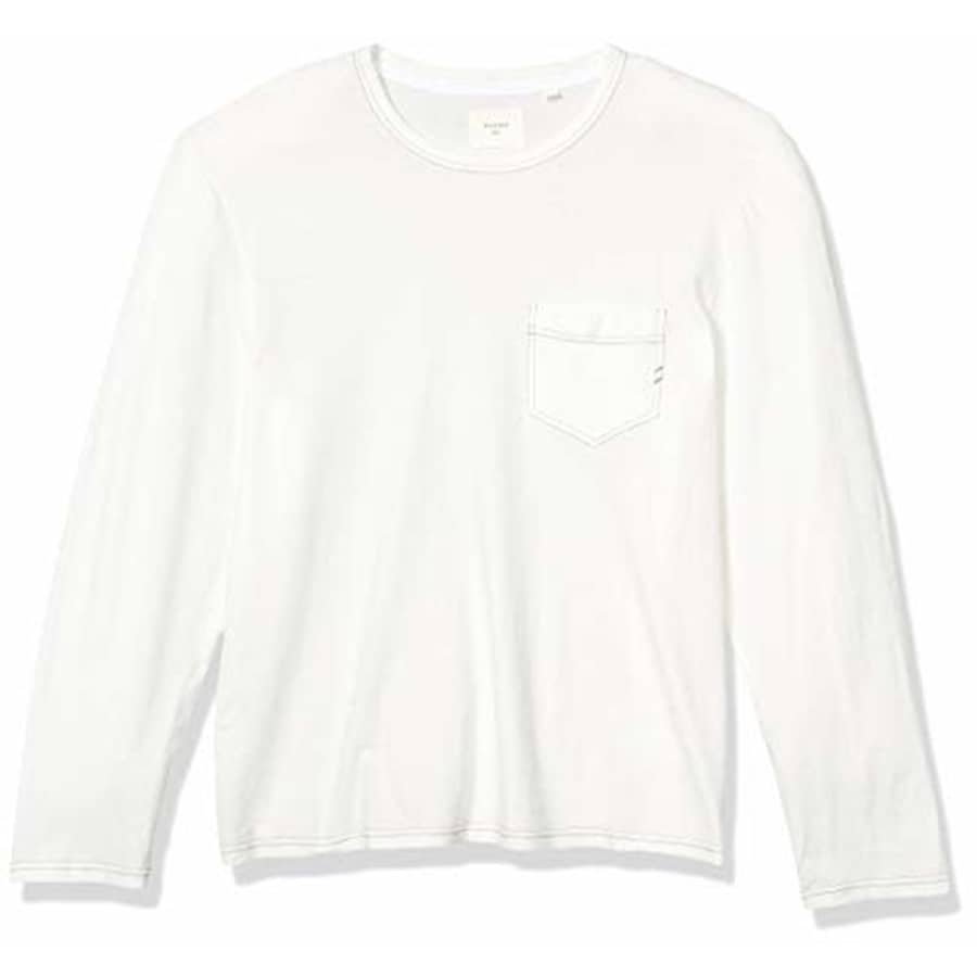 Billy Reid Men's Long Sleeve Contrast Stitch Ringer Pocket T-Shirt, Natural, XXL for $60