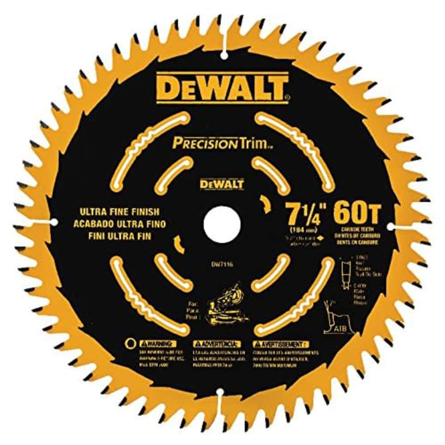 DEWALT DW7116PT DEWALT DW7116PT 60T Precision Trim Miter Saw Blade, 7-1/4" for $22 DEWALT DW7116PT DEWALT DW7116PT 60T Precision Trim Miter Saw Blade, 7-1/4" for $22