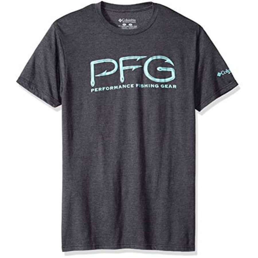 Columbia Apparel Men's PFG Graphic T-Shirt Shirt, Charcoal Heather/PFG Hooks, Large for $16