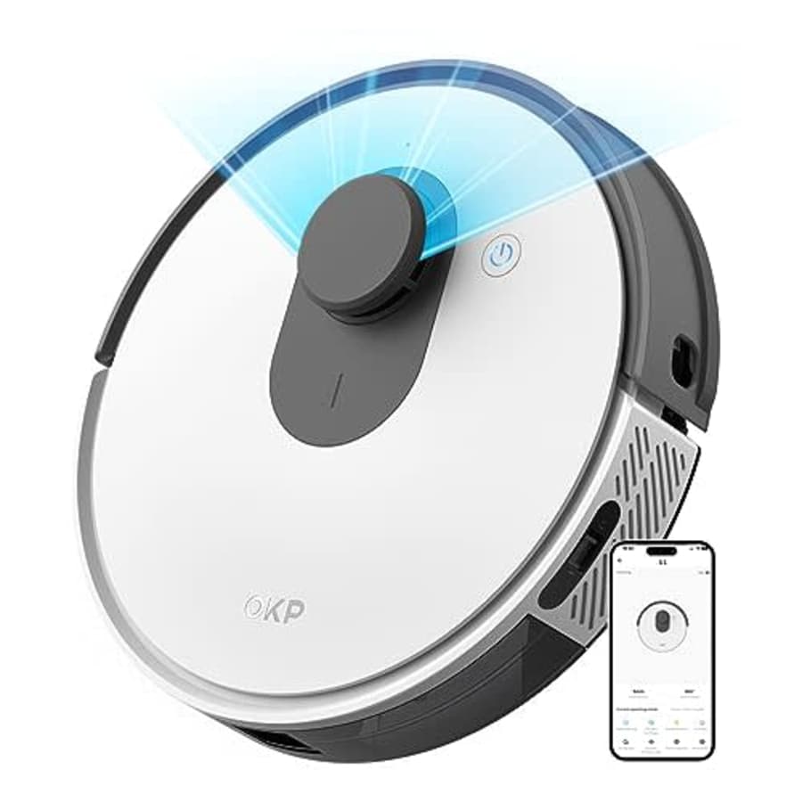 OKP Robotic Vacuum Cleaner, Powerful 3800Pa Suction, LiDAR Navigation, Multi-Level Mapping, for $110
