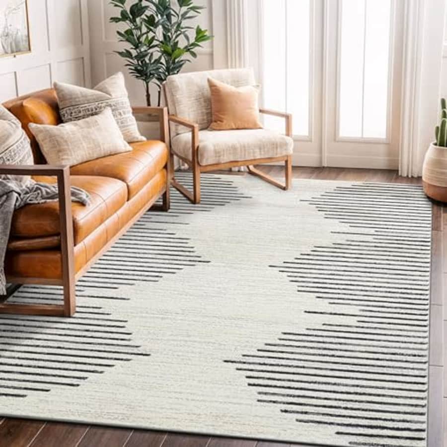 Rugshop Bohemian Stripe Stain Resistant High Traffic Living Room Kitchen Bedroom Dining Home Office for $89