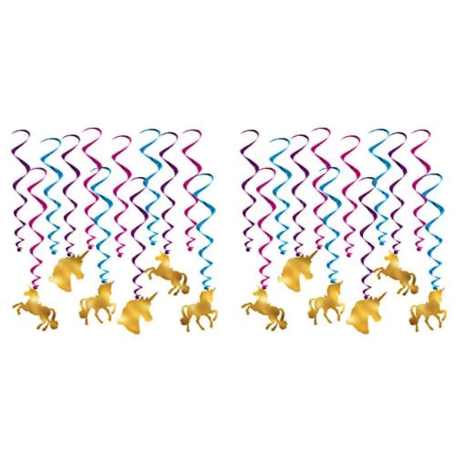 Beistle Magical Unicorn Hanging Spirals 24 Piece Princess Birthday Party Supplies Baby Shower for $14