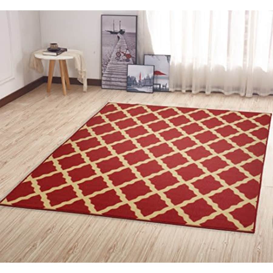Ottomanson OTH2320-3X5 Trellis Rug, 3 Feet 3 Inch x 5 Feet, Red for $18