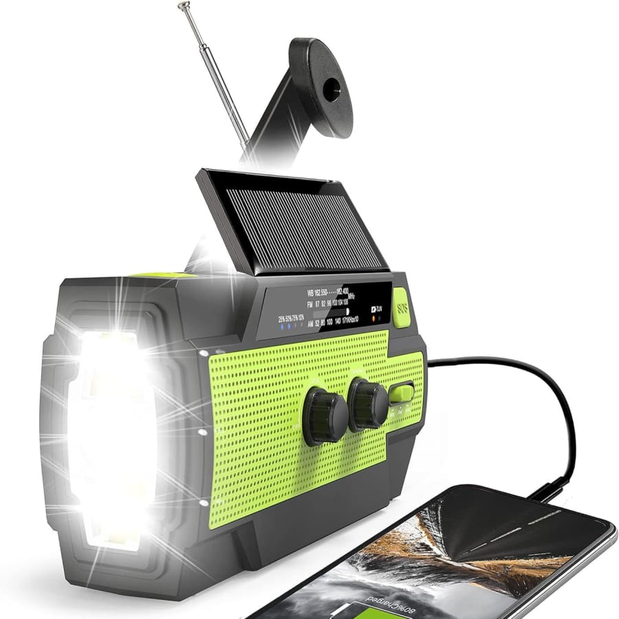 RunningSnail Emergency Crank Solar Weather Radio for $27