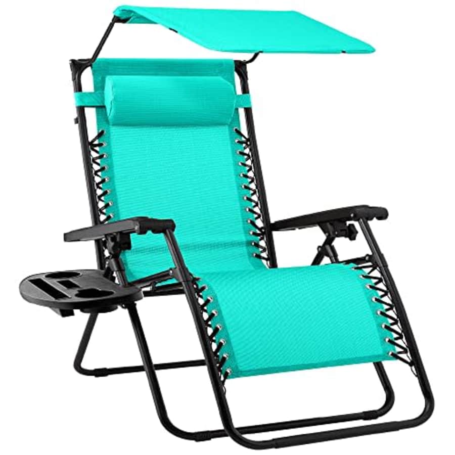Best Choice Products Folding Zero Gravity Outdoor Recliner Patio Lounge Chair w/Adjustable Canopy for $59