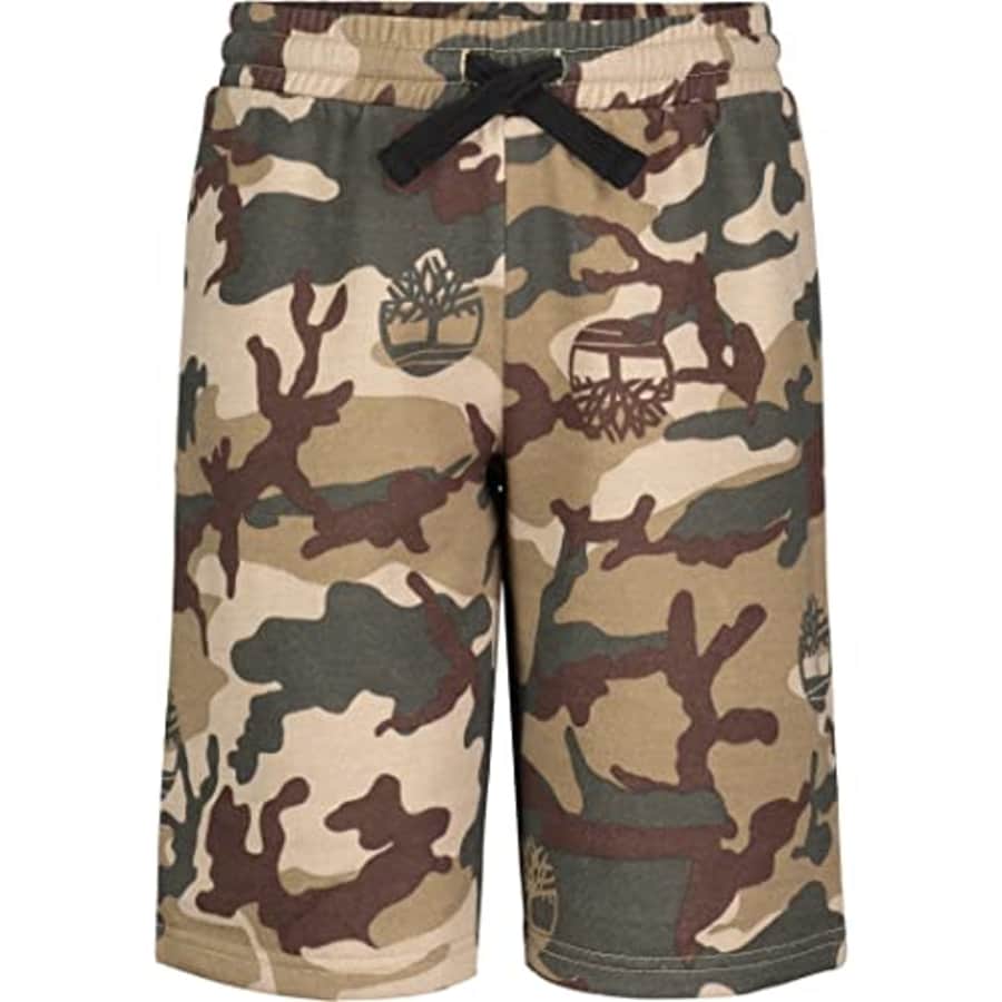 Timberland Boys' Big Drawstring Logo Knit Shorts, Humus 22, 8 for $14