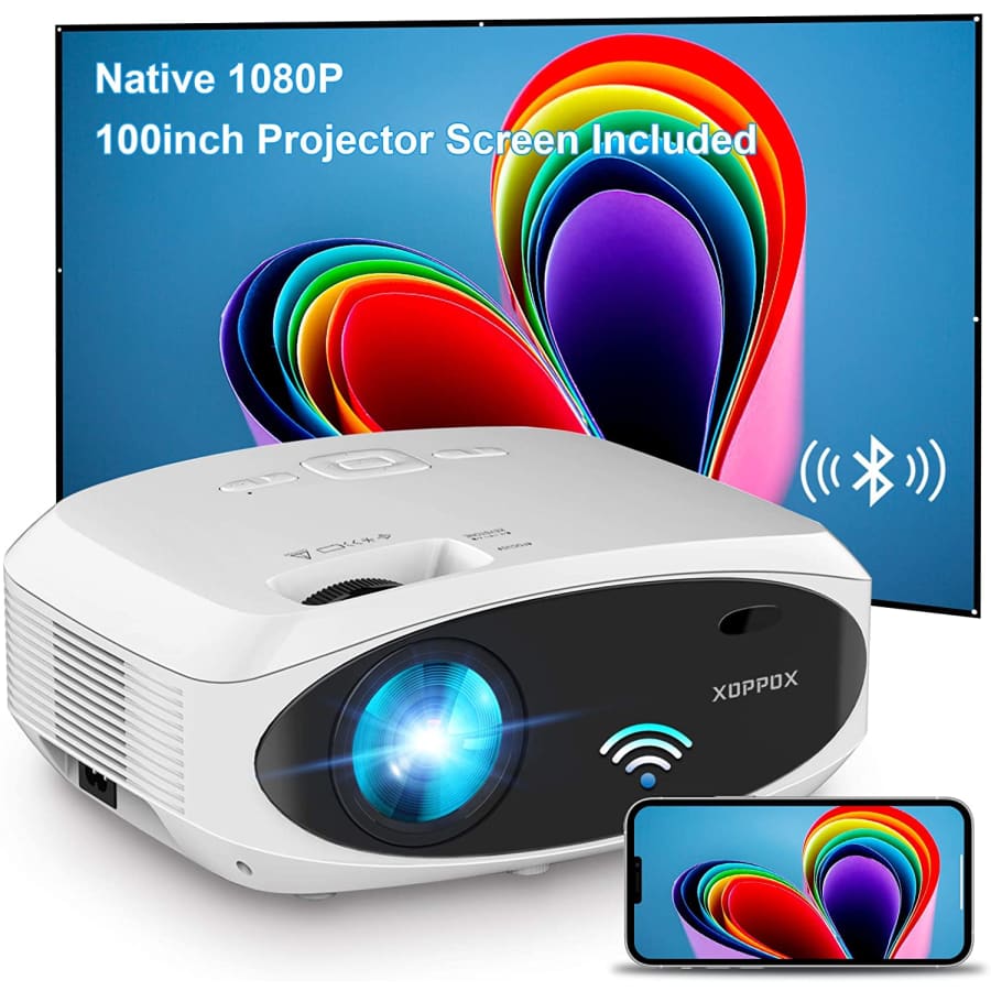 Xoppox 1080p WiFi Projector with Screen for $101