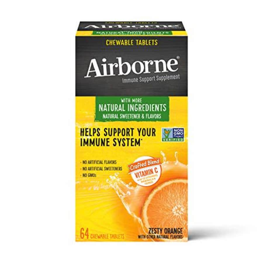 Vitamin C 1000mg (per serving) - Airborne Zesty Orange Chewable Tablets (64 count in a box), for $13 Vitamin C 1000mg (per serving) - Airborne Zesty Orange Chewable Tablets (64 count in a box), for $13
