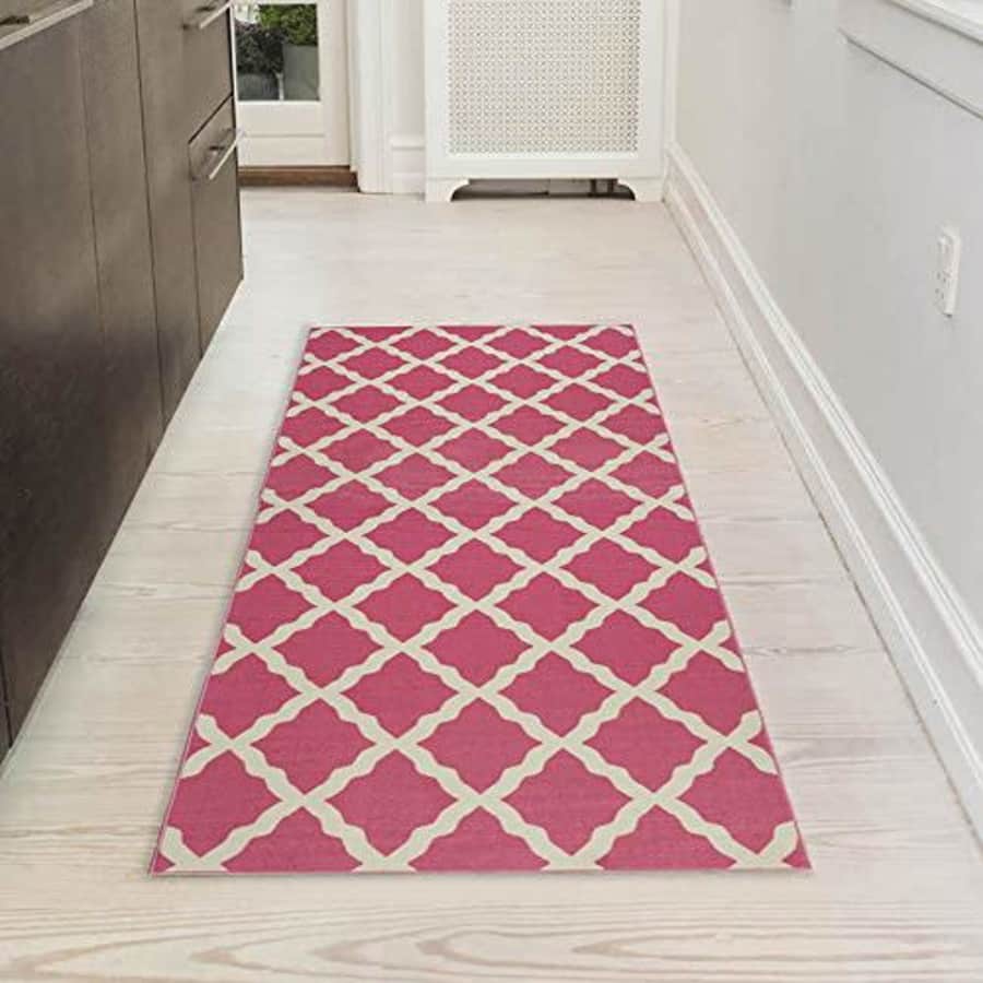 Ottomanson Glamour Collection Non-slip Moroccan Trellis Design Runner Rug, 20" X 59", Pink for $15 Ottomanson Glamour Collection Non-slip Moroccan Trellis Design Runner Rug, 20" X 59", Pink for $15