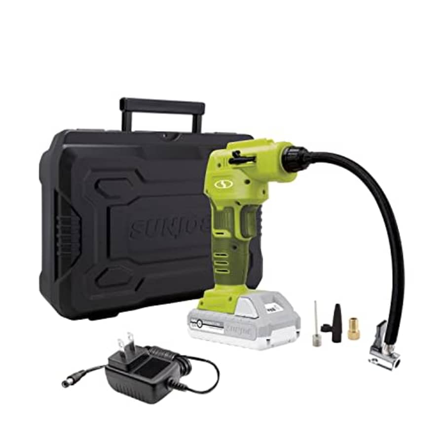 Sun Joe 24V-AJC1-LTE-P1 24-Volt iON+ Cordless Portable Air Compressor Kit, w/ 2.0-Ah Battery, for $53 Sun Joe 24V-AJC1-LTE-P1 24-Volt iON+ Cordless Portable Air Compressor Kit, w/ 2.0-Ah Battery, for $53