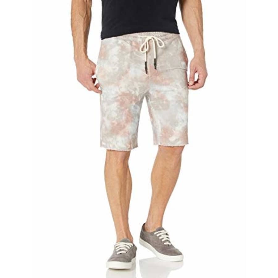 AG Adriano Goldschmied Men's Klay Terry Shorts, Abstract Tiedye Rocky Mauve, XXL for $29
