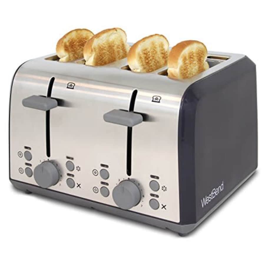 West Bend Extra Wide Slot Toaster with Bagel Settings Ultimate Toast Lift and Removable Crumb Tray, for $36