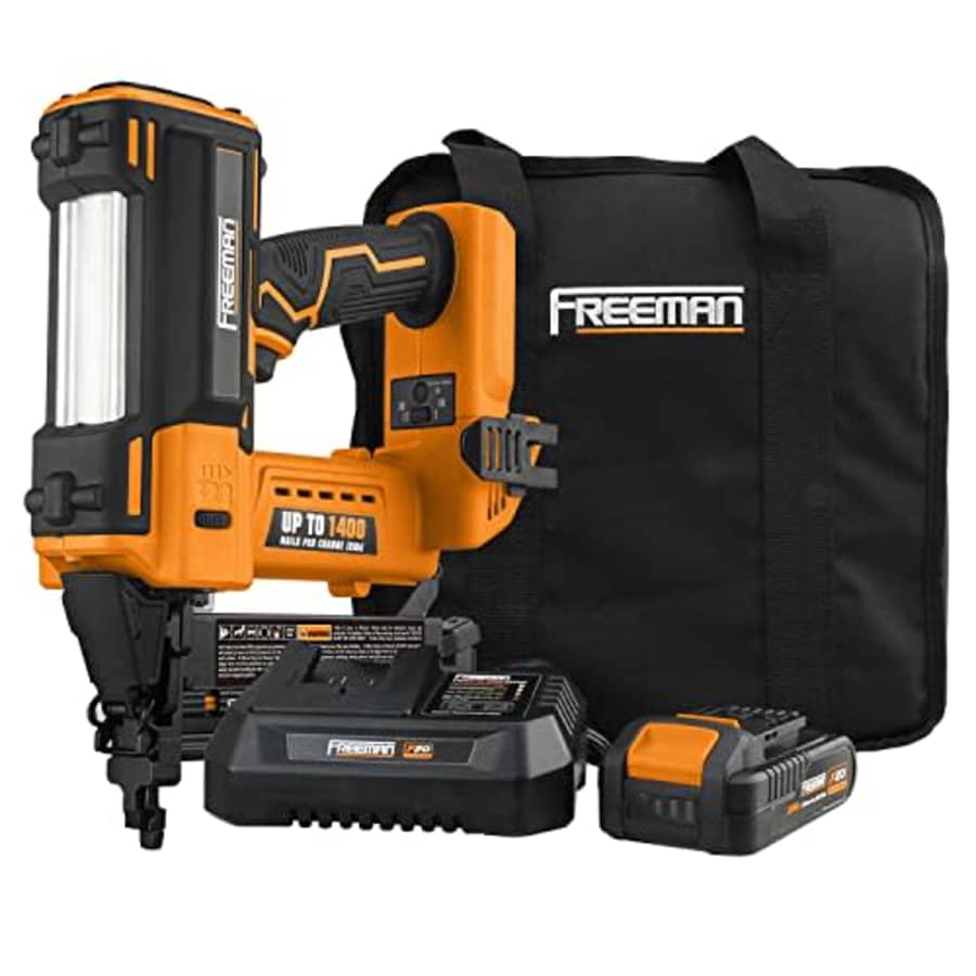 Freeman PE20V2118G2 20 Volt Cordless 2-in-1 18-Gauge Nailer/Stapler Kit with Lithium Ion Battery, for $193 Freeman PE20V2118G2 20 Volt Cordless 2-in-1 18-Gauge Nailer/Stapler Kit with Lithium Ion Battery, for $193
