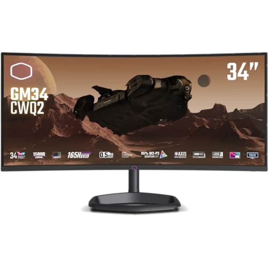 Cooler Master GM34-CWQ2 34 Curved 165Hz|180Hz (OC) VA Quantum Dot UWQHD 3440 x 1440 PC Monitor, 2ms for $375