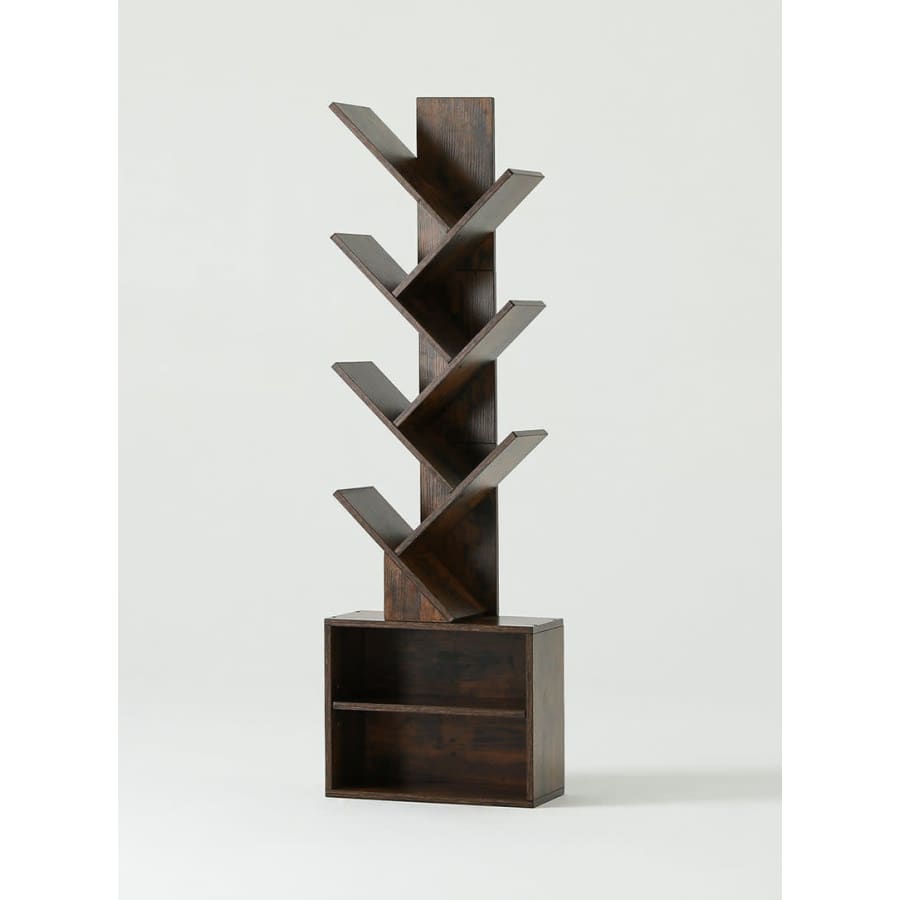 6-Tier Tree Bookshelf with 2 Storage Cabinets for $54