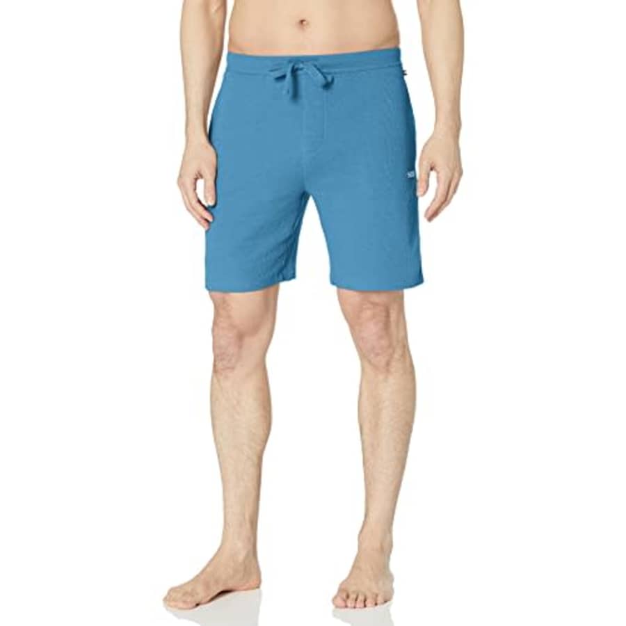 BOSS Men's Waffle Contrast Logo Lounge Shorts, Cerulean Blue, L for $33 BOSS Men's Waffle Contrast Logo Lounge Shorts, Cerulean Blue, L for $33