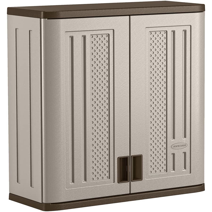 Suncast Wall Mounted Resin Storage Cabinet for $85