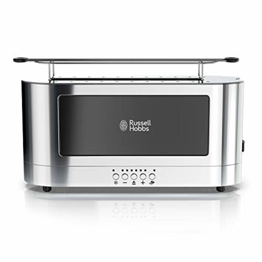 Russell Hobbs 2-Slice Glass Accent Long Toaster, Black & Stainless Steel, TRL9300BKR for $50