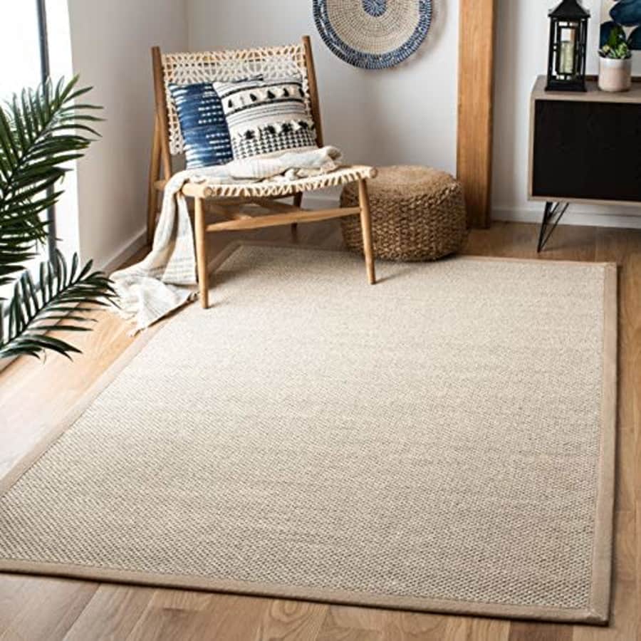 Safavieh Natural Fiber Collection Area Rug - 3' Square, Marble & Linen, Border Sisal Design, Easy for $38 Safavieh Natural Fiber Collection Area Rug - 3' Square, Marble & Linen, Border Sisal Design, Easy for $38