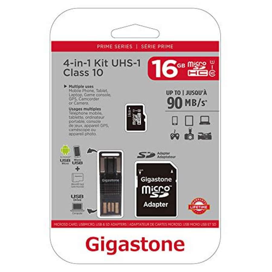 Gigastone GS-4IN1600X16GB-R Prime Series MicroSD Card 4-in-1 Kit (16GB) for $13 Gigastone GS-4IN1600X16GB-R Prime Series MicroSD Card 4-in-1 Kit (16GB) for $13
