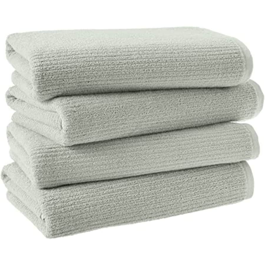 Amazon Aware 100% Organic Cotton Ribbed Bath Towels - Bath Towels, 4-Pack, Sage Green for $52