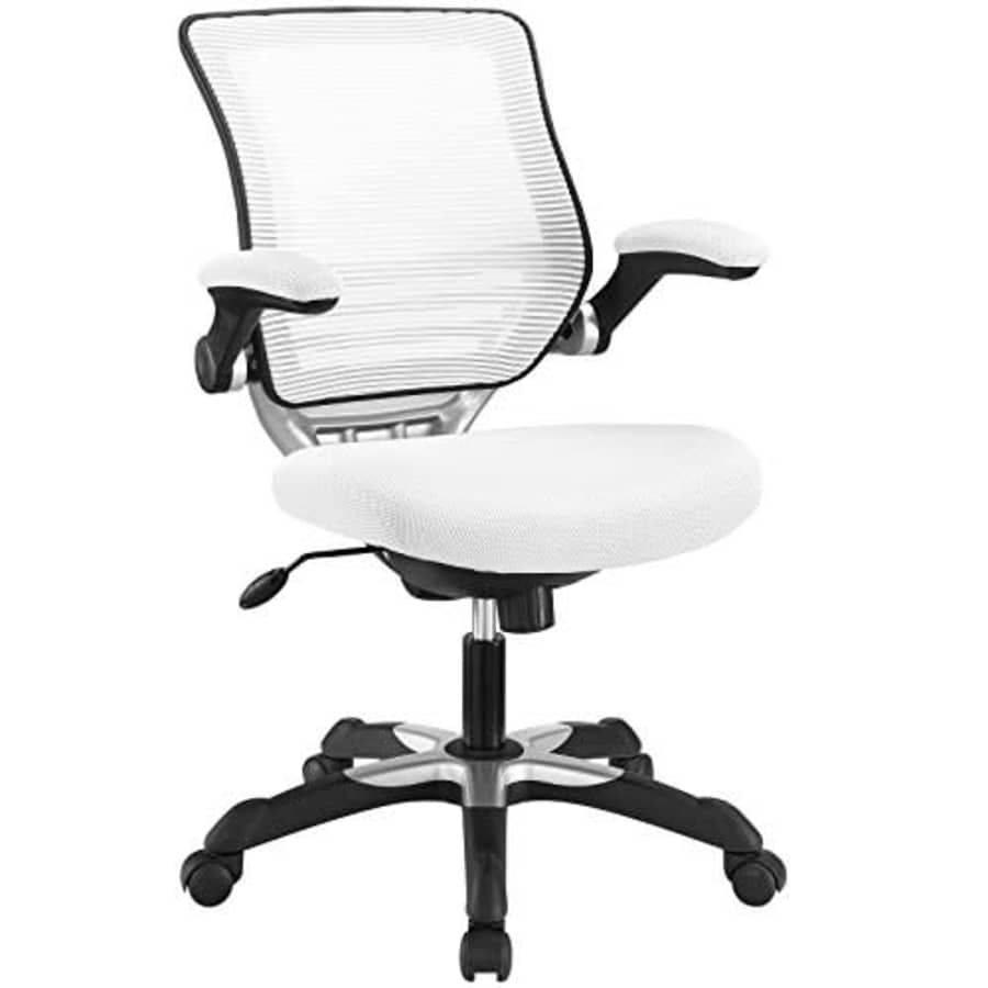 Modway Edge Mesh Back and Mesh Seat Office Chair In Black With Flip-Up Arms in White for $74 Modway Edge Mesh Back and Mesh Seat Office Chair In Black With Flip-Up Arms in White for $74