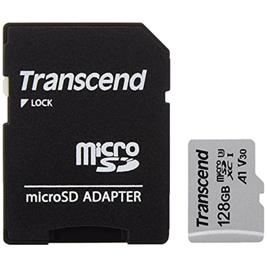 Transcend 128GB MicroSDXC UHS-I Class 10 U3 V30 A1 Memory Card with Adapter (TS128GUSD300S-A) for $19 Transcend 128GB MicroSDXC UHS-I Class 10 U3 V30 A1 Memory Card with Adapter (TS128GUSD300S-A) for $19