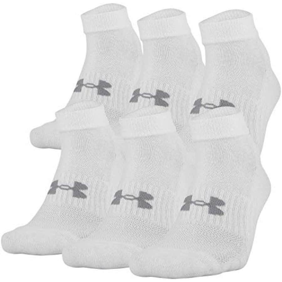 Under Armour Adult Cotton Low Cut Socks, 6-Pairs, White 2, X-Large for $29