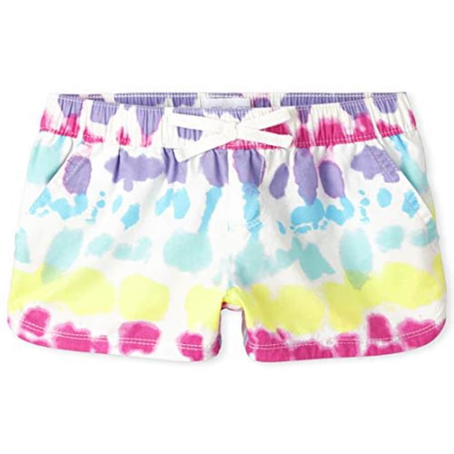 The Children's Place Girls' Printed Drawstring Shorts, Simplywht, 6 for $11