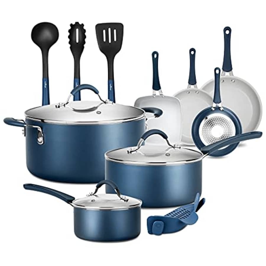 NutriChef 14-Piece Nonstick Cookware Free Heat Resistant Lacquer Kitchen Ware Set w/Saucepan, for $115