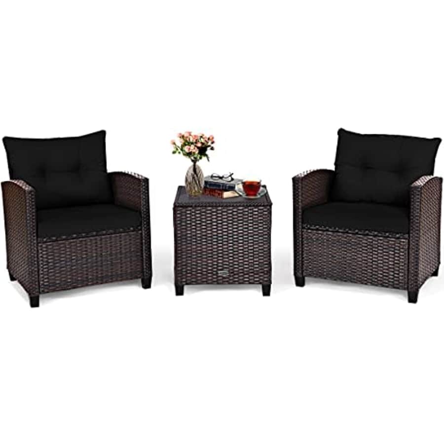 COSTWAY 3PCS Patio Furniture Set, PE Rattan Wicker Sofa w/Washable Cushion and Coffee Table, for $190 COSTWAY 3PCS Patio Furniture Set, PE Rattan Wicker Sofa w/Washable Cushion and Coffee Table, for $190
