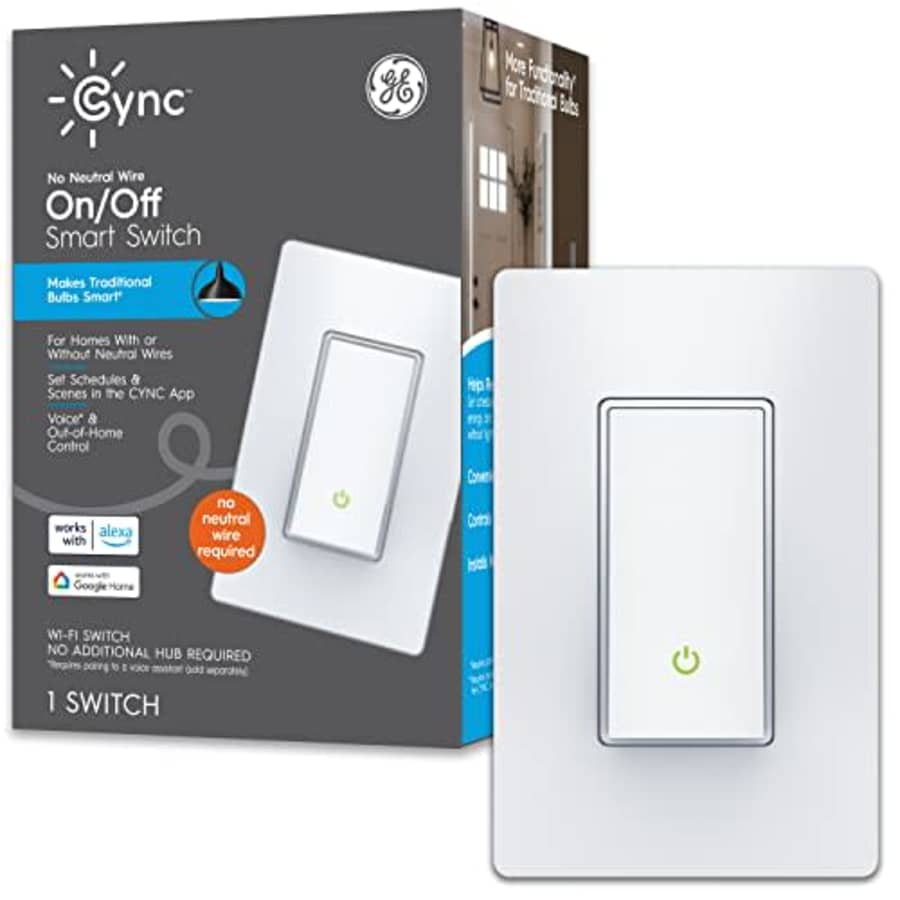 GE CYNC Smart Light Switch, No Neutral Wire Required, Bluetooth and 2.4 GHz Wi-Fi 3-Wire Smart for $24 GE CYNC Smart Light Switch, No Neutral Wire Required, Bluetooth and 2.4 GHz Wi-Fi 3-Wire Smart for $24