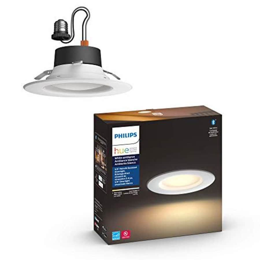 Philips Hue White Ambiance LED Smart Retrofit 5/6-inch Recessed Downlight, Bluetooth & Zigbee for $31