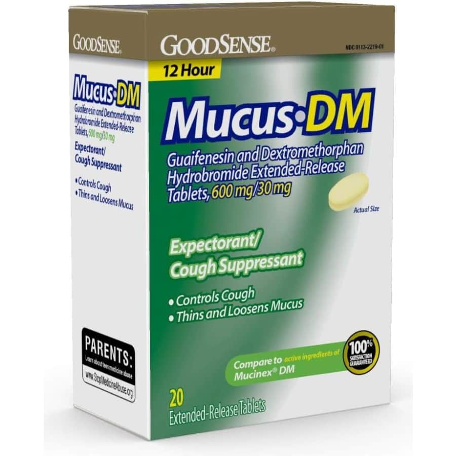 GoodSense Mucus DM Extended-Release Tablets 20-Count for $3.58 via Sub & Save GoodSense Mucus DM Extended-Release Tablets 20-Count for $3.58 via Sub & Save