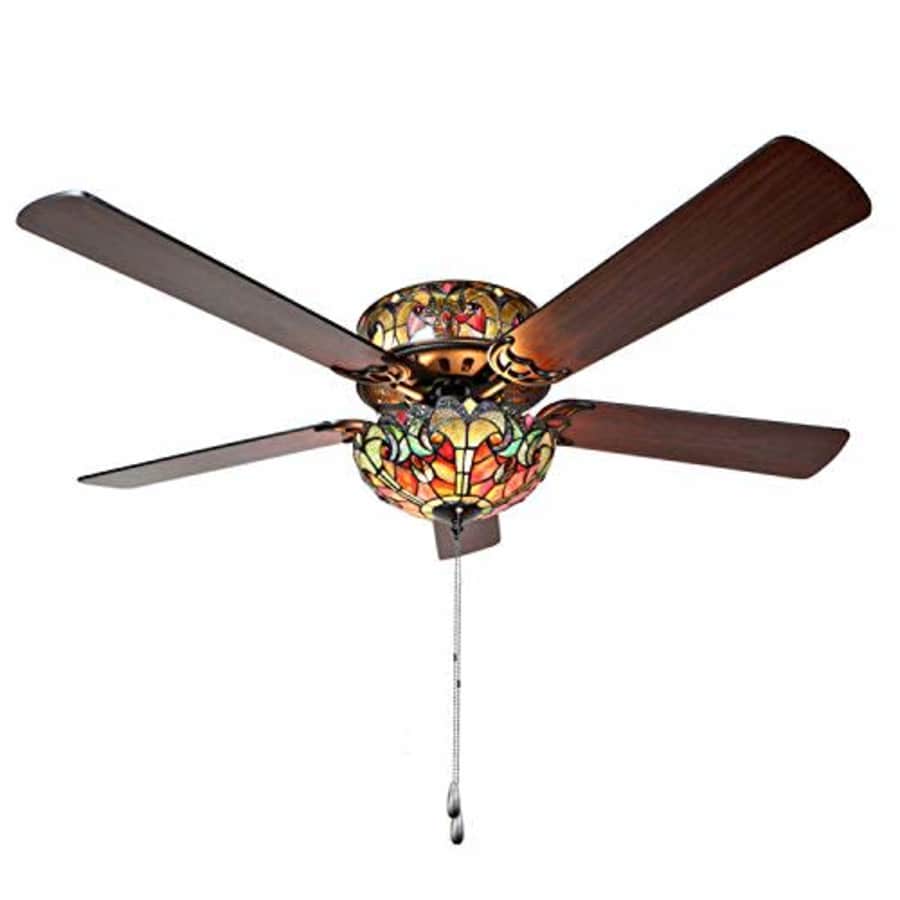 River of Goods LED Stained Glass Ceiling Fan - Colorful Ceiling Fans With Lights - Unique Lighting for $250