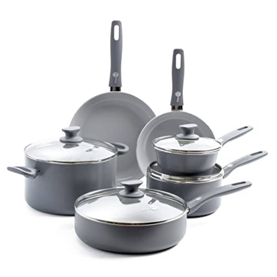 GreenPan Dover Healthy Ceramic Nonstick, 11 Piece Cookware Pots and Pans Set, PFAS-Free, Dishwasher for $247