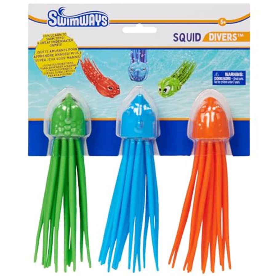 SwimWays SquiDivers Kids Pool Diving Toys, 3 Pack, Bath Toys & Pool Party Supplies for Kids Ages 5 for $9 SwimWays SquiDivers Kids Pool Diving Toys, 3 Pack, Bath Toys & Pool Party Supplies for Kids Ages 5 for $9