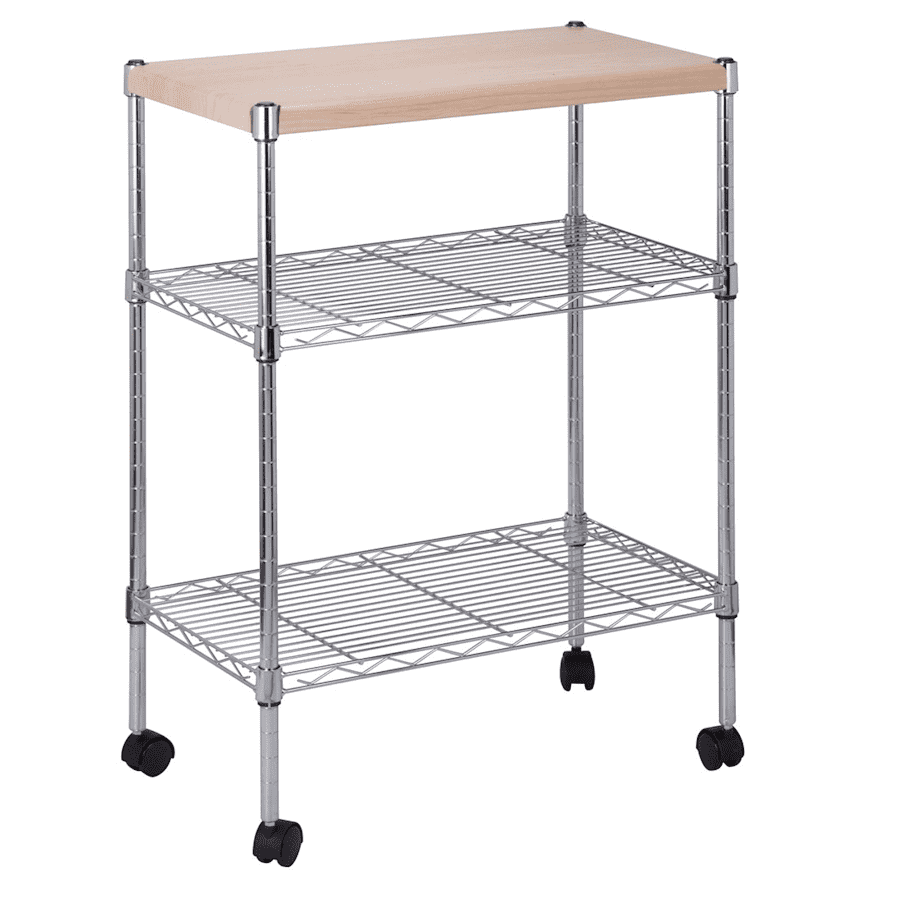 Honey Can Do Chrome Wood Top Utility Cart for $38 Honey Can Do Chrome Wood Top Utility Cart for $38