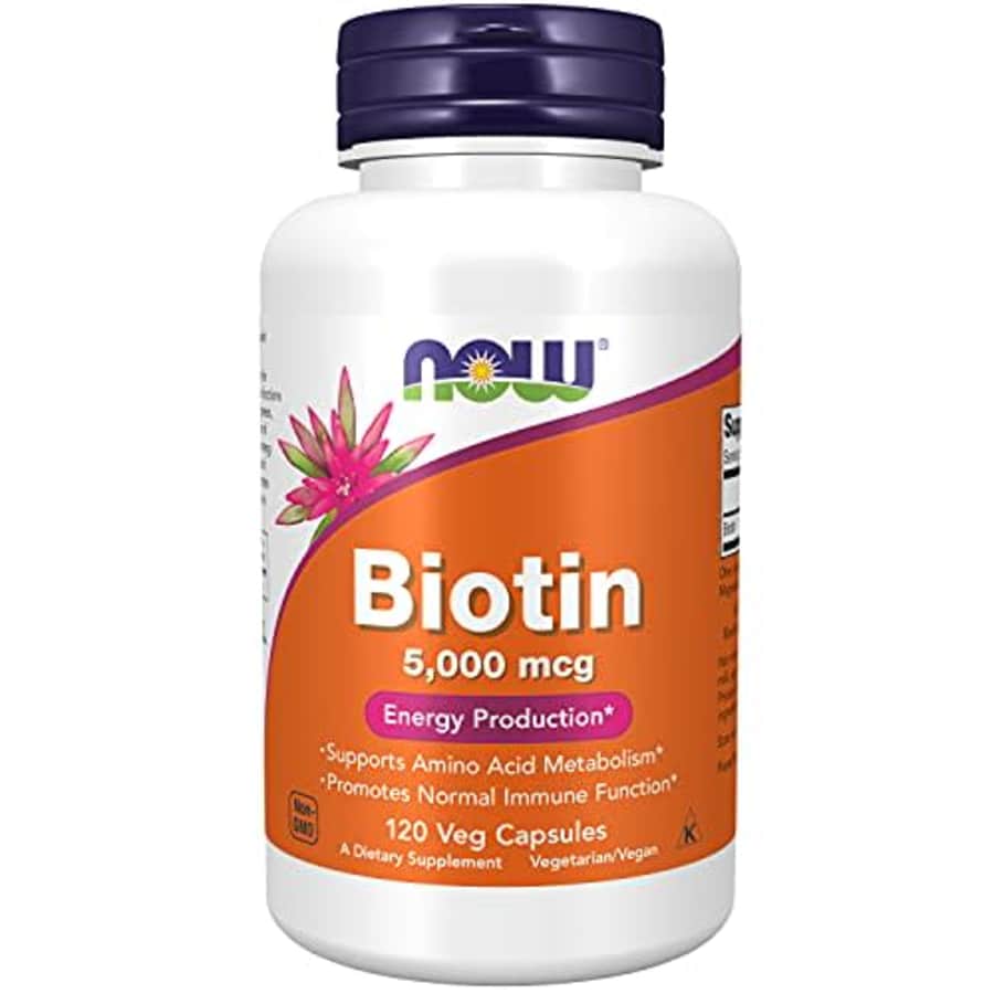 Now Foods NOW Supplements, Biotin 5,000 mcg, Amino Acid Metabolism*, Energy Production*, 120 Veg Capsules for $15
