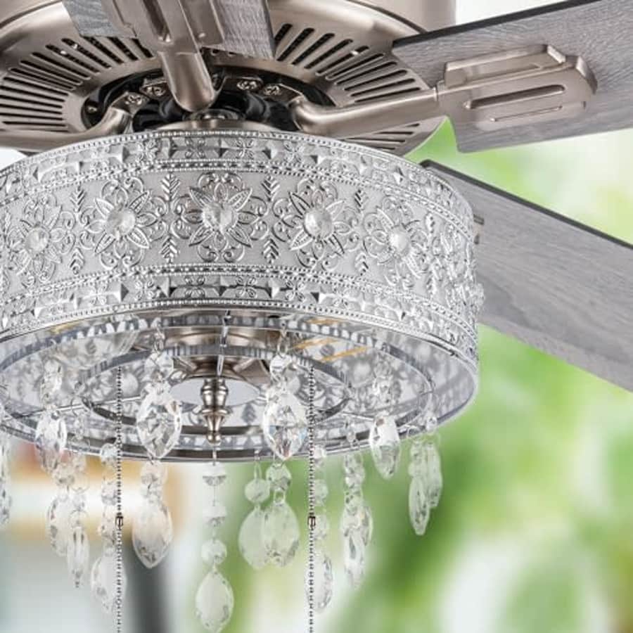 RIVER OF GOODS LED Ceiling Fan with Crystal Chandelier - 52" L x 52" W - Glam Ceiling Fan with for $190 RIVER OF GOODS LED Ceiling Fan with Crystal Chandelier - 52" L x 52" W - Glam Ceiling Fan with for $190
