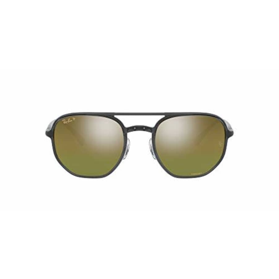 Ray-Ban RB4321CH Chromance Hexagonal Sunglasses, Transparent Dark Grey/Green Mirror Gold Gradient for $167