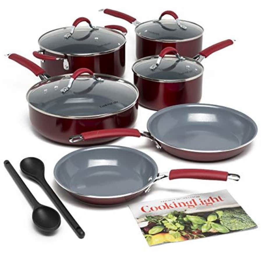 Epoca Cooking Light Nonstick Ceramic Pots and Pans Set with Silicone Stay Cool Handles, Dishwasher Safe, for $98