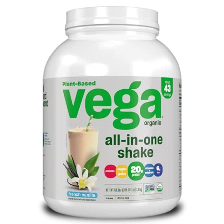 Vega Organic All-in-One Vegan Protein Powder, French Vanilla -Superfood Ingredients, Vitamins for for $70 Vega Organic All-in-One Vegan Protein Powder, French Vanilla -Superfood Ingredients, Vitamins for for $70