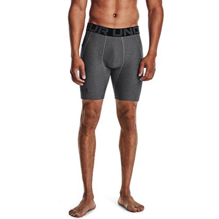 Under Armour Men's Armour HeatGear Compression Shorts, Carbon Heather (090)/Black, Large for $20 Under Armour Men's Armour HeatGear Compression Shorts, Carbon Heather (090)/Black, Large for $20