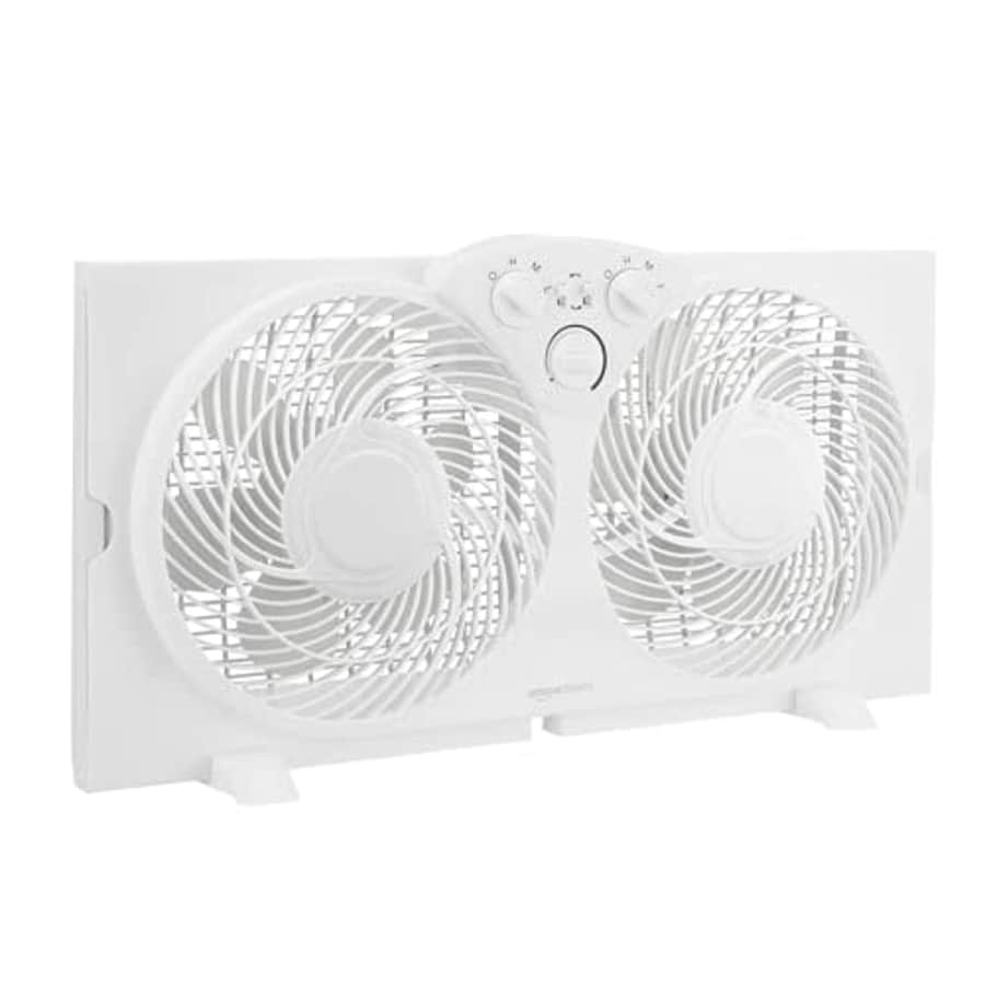 Amazon Basics Window Fan with Manual Controls, Twin 9 Inch Reversible Airflow Blades, White for $45 Amazon Basics Window Fan with Manual Controls, Twin 9 Inch Reversible Airflow Blades, White for $45