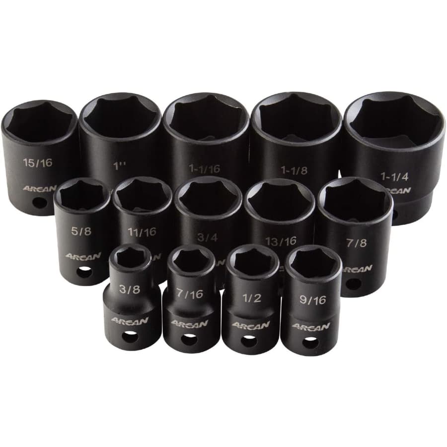 Arcan 1/2" Drive Shallow Impact 14-Piece Socket Set for $24