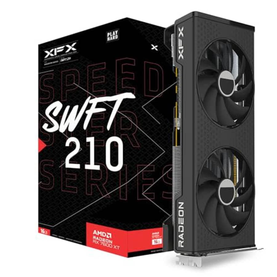XFX Speedster SWFT210 Radeon RX 7600XT CORE Gaming Graphics Card with 16GB GDDR6 HDMI 3xDP, AMD for $269