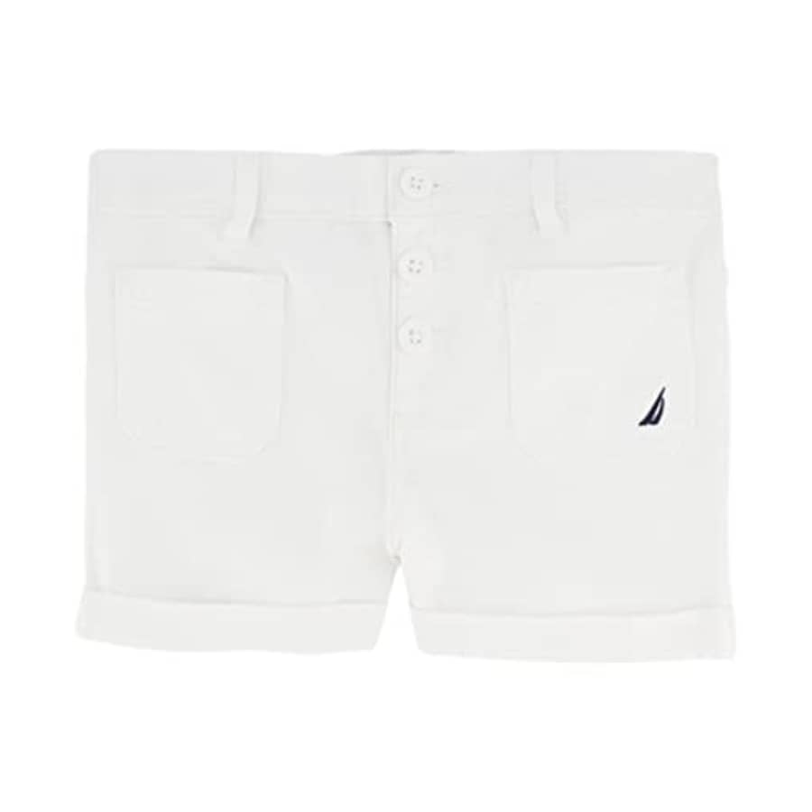 Nautica Girls' Solid Woven Short, White 22, 4T for $16